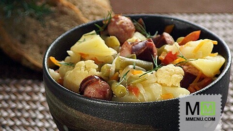 Рагу с копчеными колбасками Рагу с копчеными колбасками